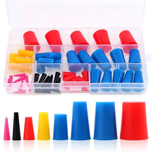 Glarks 50Pcs Silicone Rubber Tapered Plug Assortment Kit for Masking Off Holes During Powder Coating Painting Hydro Dipping Media Blasting 50Pcs