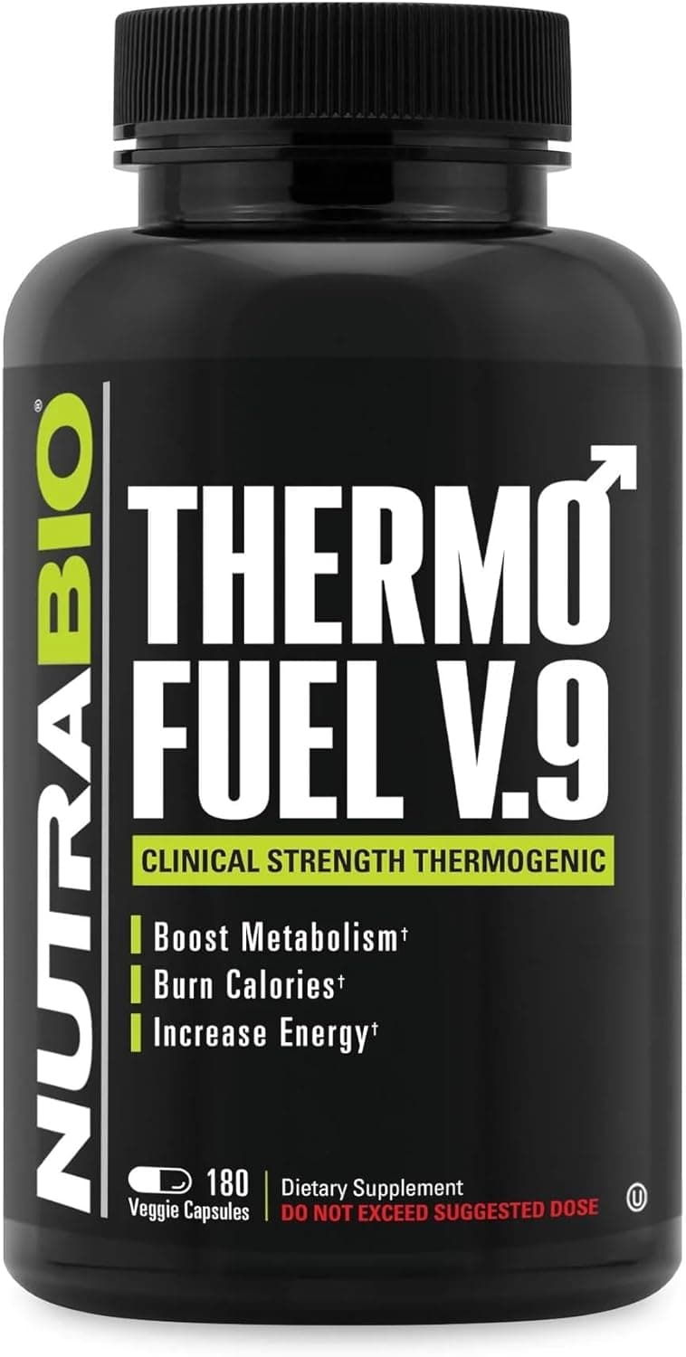NutraBio ThermoFuel V9 for Men and Women Metabolism Booster and Appetite SuppressantThermogenic Fat Burner180 Capsules