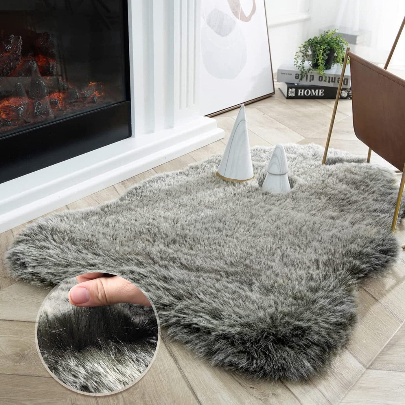 Ashler HOME DECO Soft Fox Faux Fur Chair Couch Cover Area Rug for Bedroom Floor Sofa Living Room Green White 2 x 28 ft