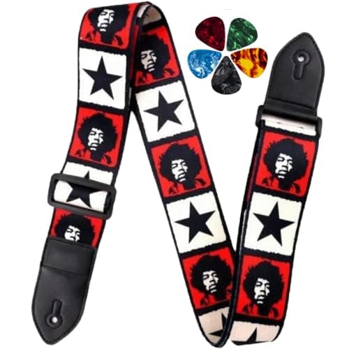 MOCKING BIRD Guitar Strap for Acoustic Adjustable Buckle Electric Guitar Strap Polyester Guitar Belt For Acoustic/Bass/Electric Guitar (Bob Marley)