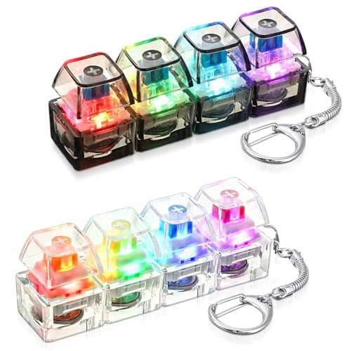 Halloscume 2 Pcs 4in1 Keyboard Adult Fidget Clicker Toy with LED Light Silent and Loud Keyboard Fidget Keychain Cube Mechanical Key Button Clicker Stress Relief Gift for Office and Home Pass Time