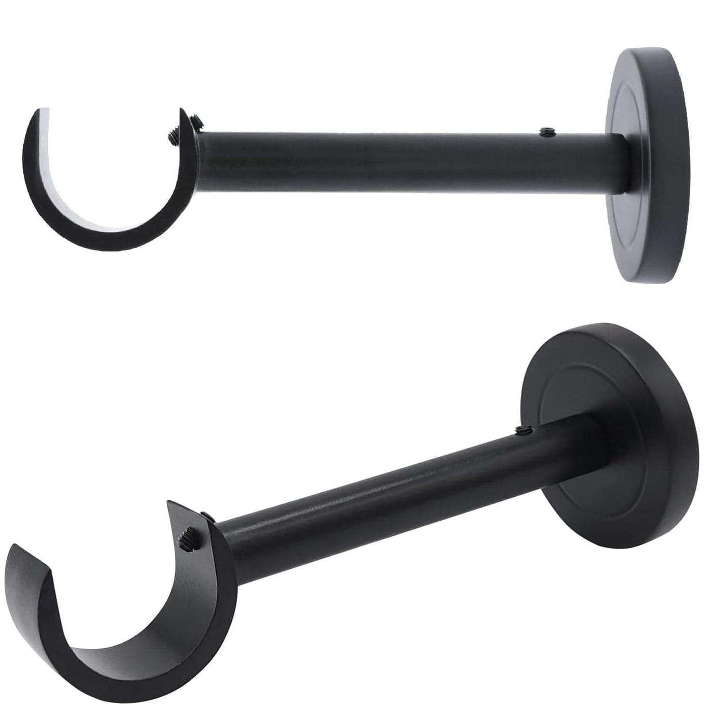 Curtain Rod Brackets for Wall Black 1 Inch Curtain Rod Holders Extended 5 Inch Projection Wall Mount with Hardware Set of 2