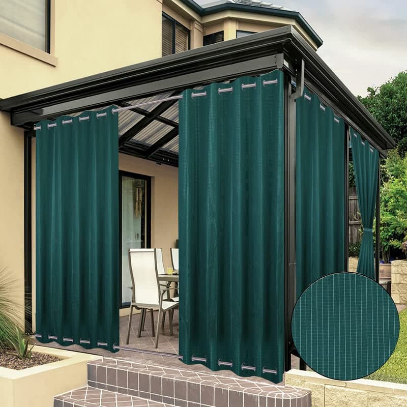 MetDeals - Cotton Canvas Waterproof & Sun Blockage Top & Bottom Eyelete Outdoor Curtains (Green, 5.5 X 9 Feet, Cotton Canvas), 1 Piece