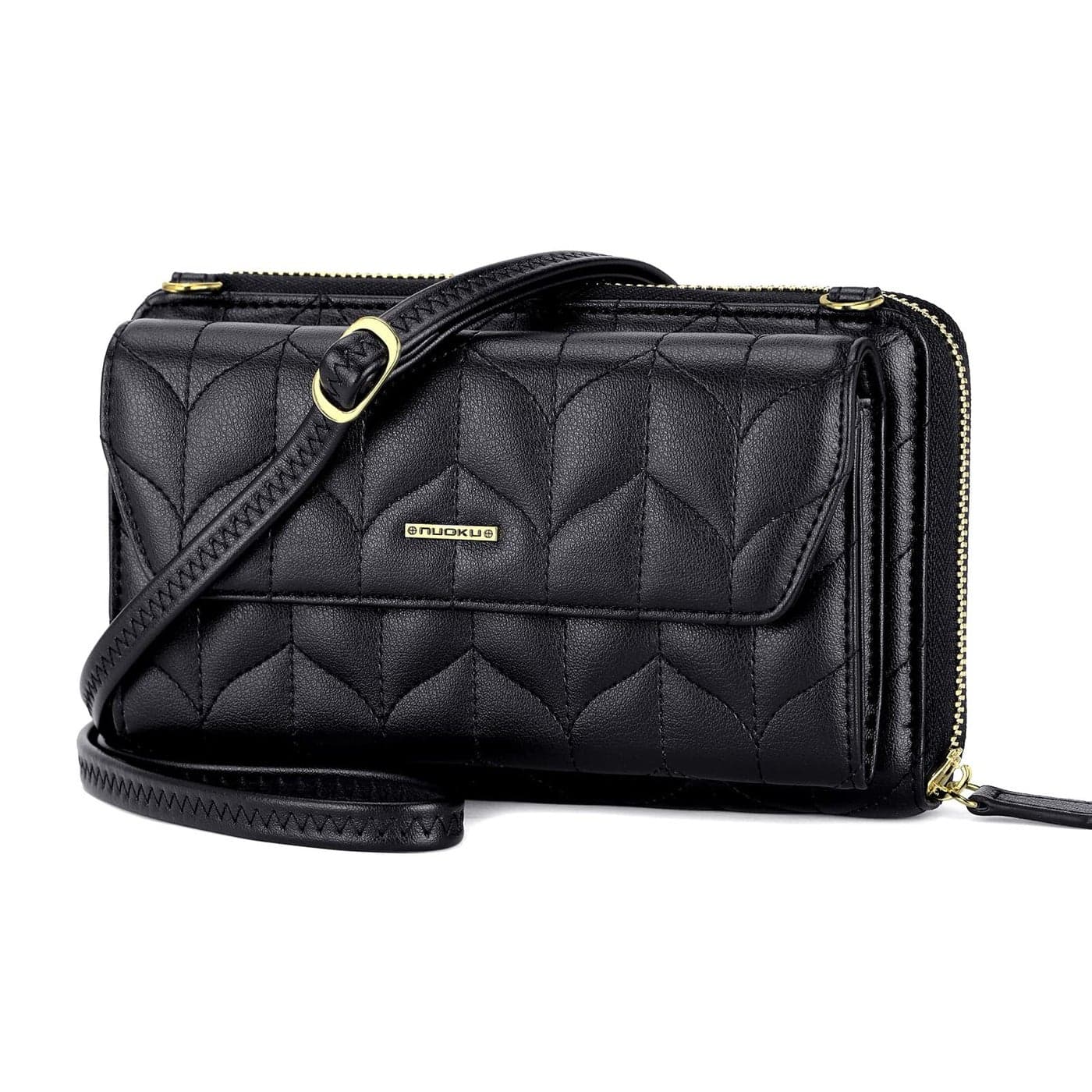 nuoku Womens RFID Wallet Purse Wristlet Crossbody Clutch with Zip Around 2 Strap