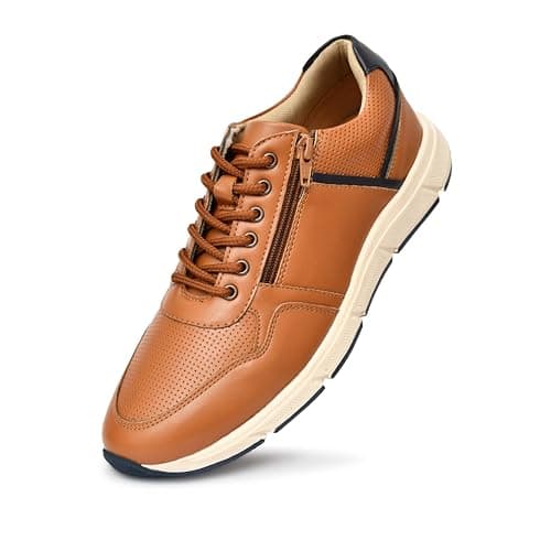 HEALTH FIT Hybrid Sneakers/Sports Casual wear with Lace & Zip Super Extra Soft Cushioning Insole Running Walking Comfortable and Stylish Mens/gens shoes-141 TAN UK-9