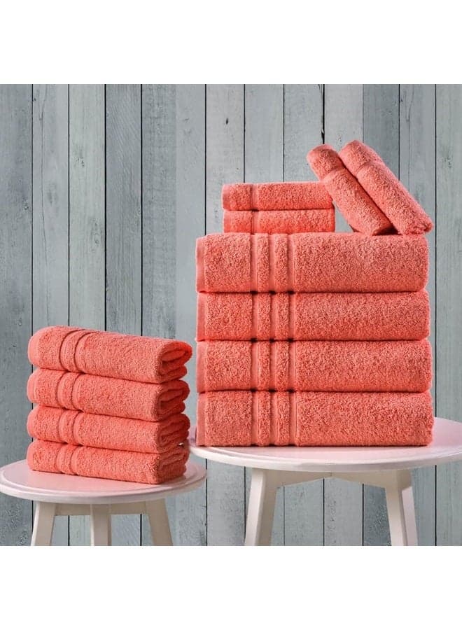 Coral Orange Bath Towels 4-Pack - 27x54 Soft and Absorbent, Premium Quality Perfect for Daily Use 100% Cotton Towel 600 GSM