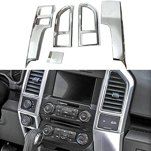 Keptrim for F150 Chrome Central Console Air Conditioner Panel Trim for 2015 2016 2017 2018 2019 2020 Ford F150, 5pcs