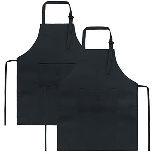 SINLAND Kids Apron with Pocket 2 Pack Adjustable Children Chef Apron for Cooking Baking Painting (M: 6-12 Years)…