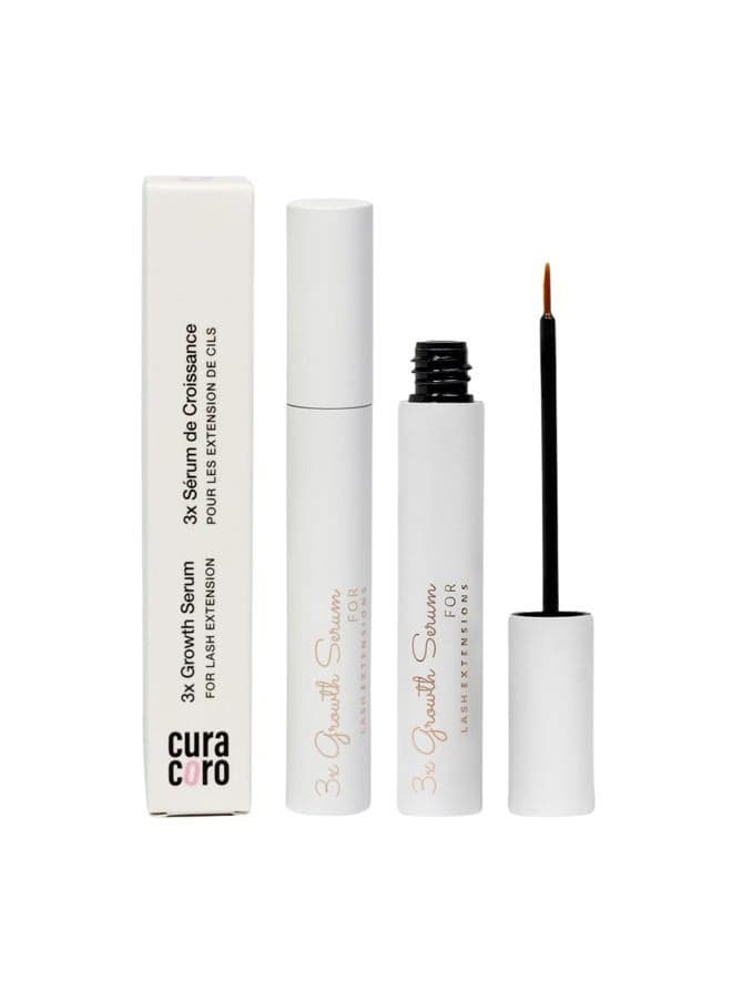 Curacoro 3x Growth Serum For Lash Extension, Peptide Enhancing Solution for Natural Lashes, Lash Extensions & Eyebrows, Eyelash Serum To Grow Lashes Fuller & Longer Looking Eyelashes (5ml)