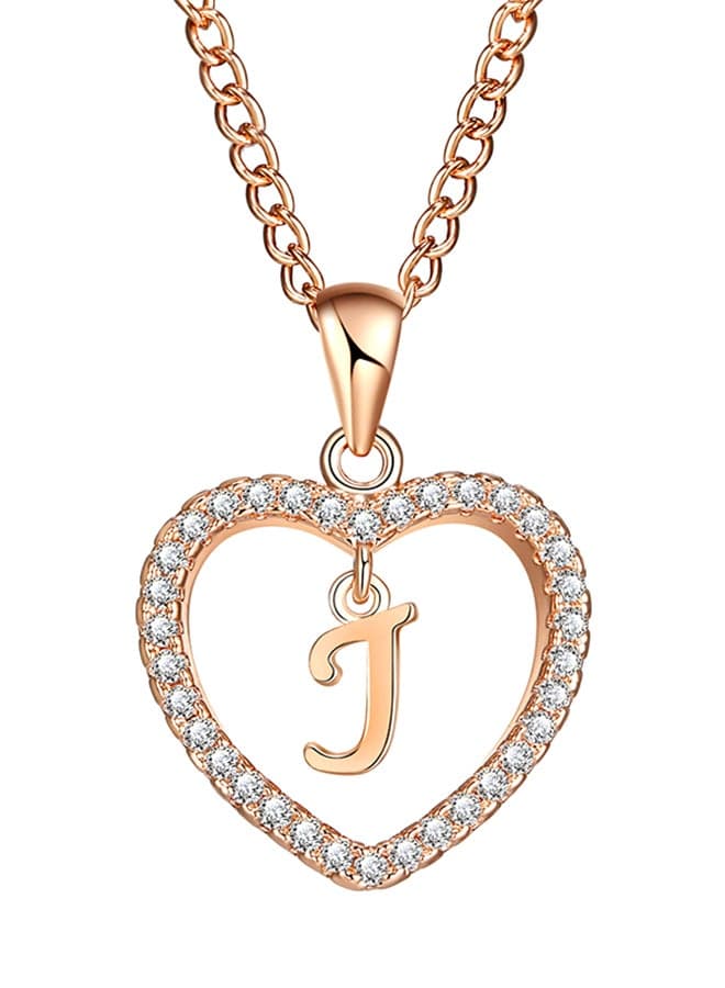 Concise Hollowed Heart Alphabet Pendant Necklace