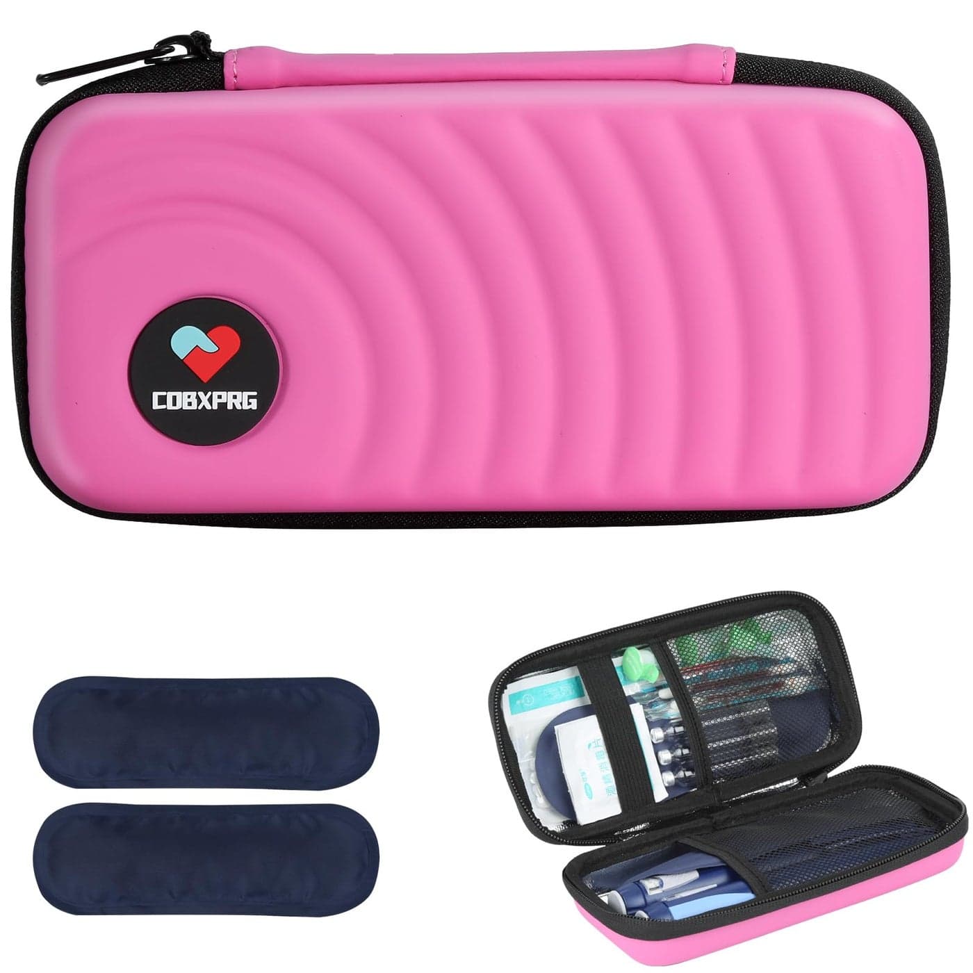 CDBXPRG Insulin Cooler Travel CaseDiabetic Cold Pack Organizer Bag with 2 Reusable Ice Packs for Insulin Pen and Other Medication Diabetic Supplies Pink