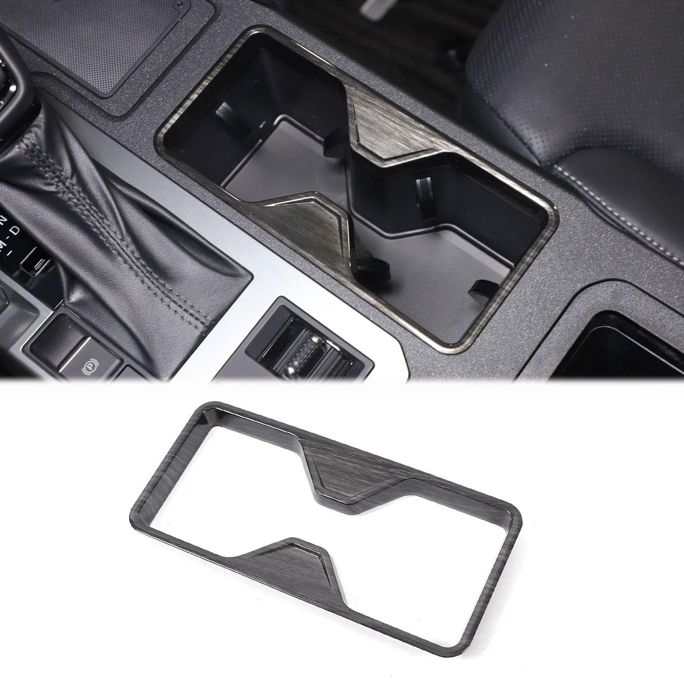 Center Console Cup Holder Frame Cover Trim Compatible with Toyota Land Cruiser 250 Prado 2024 2025 Accessories ABS Gear Shift Water Cup Holder Frame Cover Trim Accessories Black Wood Pattern