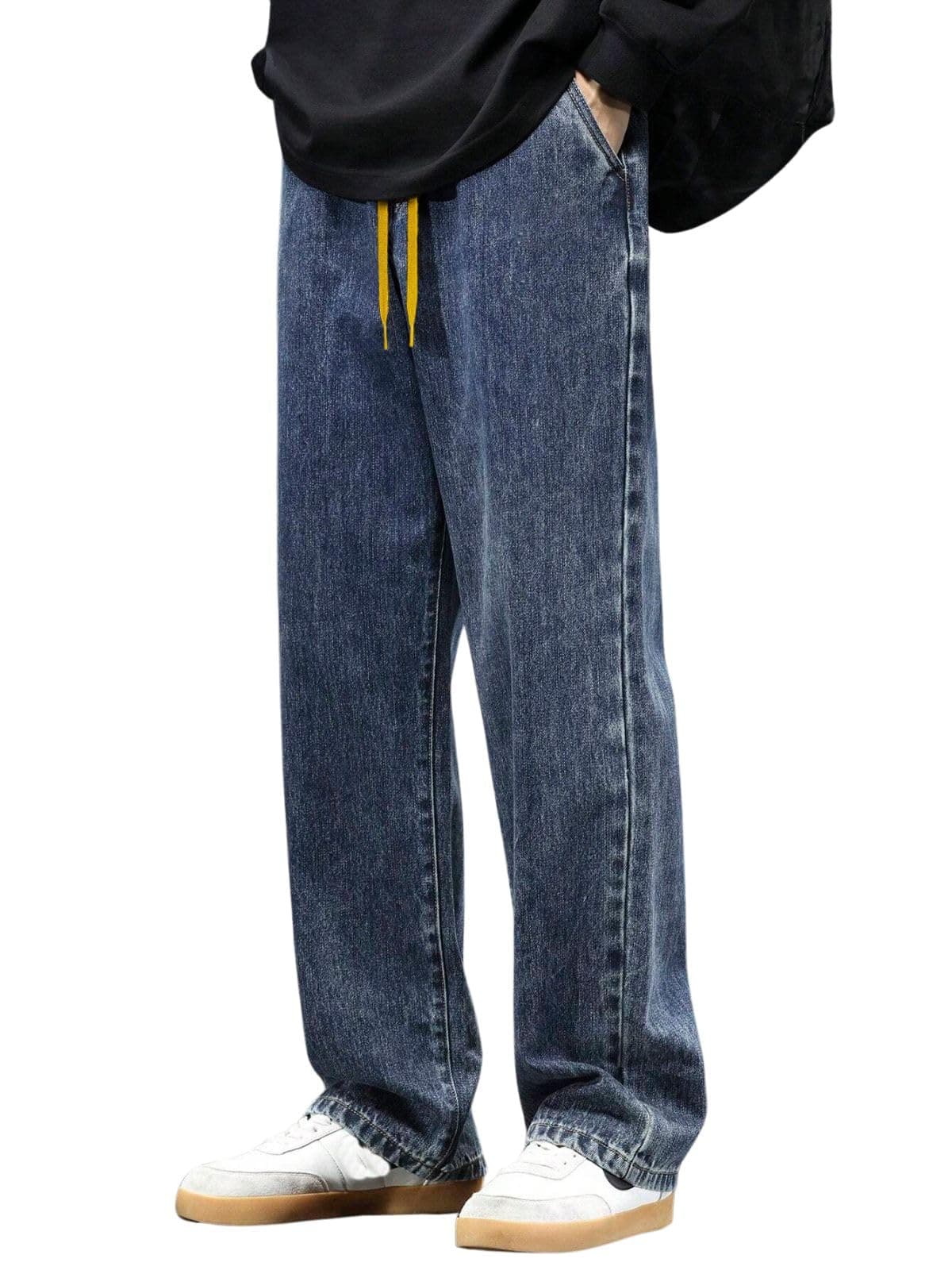 GRECIILOOKS Men Regular Loose Low Rise Jeans (Blue 34)