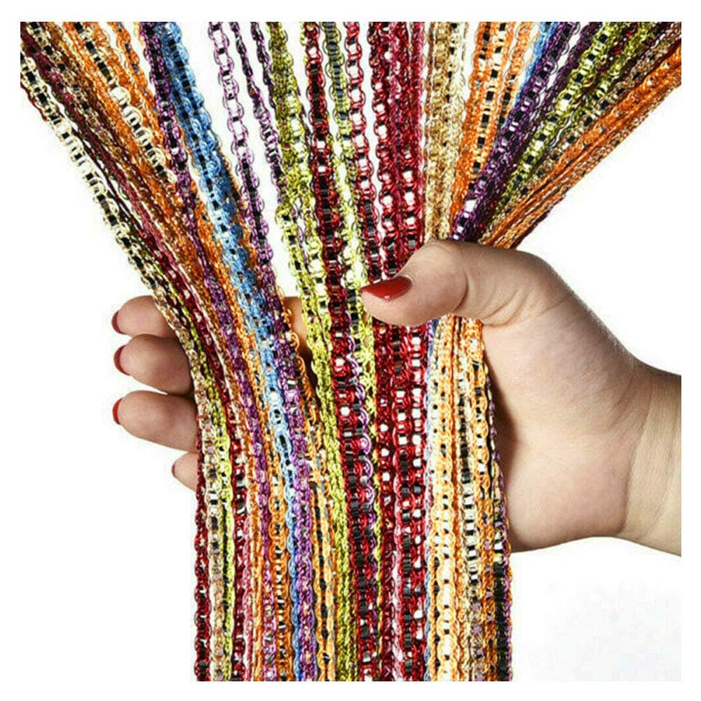 Wixine 2Pcs Curtain Beads Room Divider Crystal Tassel Fringe Beaded Window Panel String Door