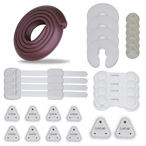 LuvLap Baby Safety Combo Pack, 2 Metre Edge Protectors, 4 Door Stoppers, 6 Corner Guards, 4 Cabinet Locks, 4 Safety Locks, 10 Socket Covers, Baby Safety Essential