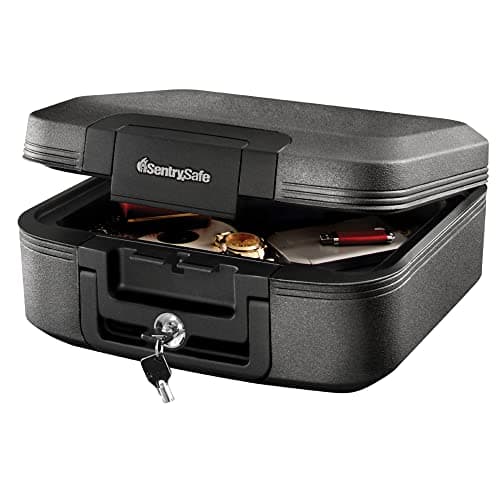 SentrySafe Dark Gray Fireproof and Waterproof Safe with Key Lock, Chest Lock Box with Carrying Handle for Travel, 0.28 Cubic Feet, 6.6 x 15.4 x 14.3 Inches, CFW20201