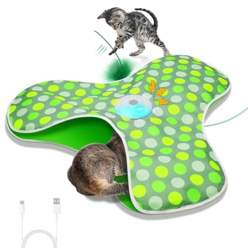 Sofolor Interactive Cat Toy Automatic Cat Toys for Indoor Cats Hide and Seek Cat Toy with Motion Activated Moving Feather Chirping USB Rechargeable