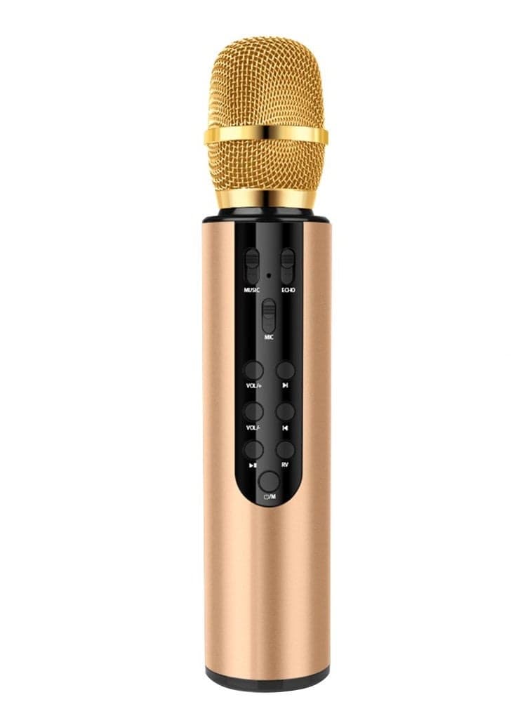 Karaoke Wireless Microphone Portable Handheld Bluetooth Speaker Mic, Home KTV Player Compatible with Android iOS Devices for Party/Singing/Meeting (Gold)