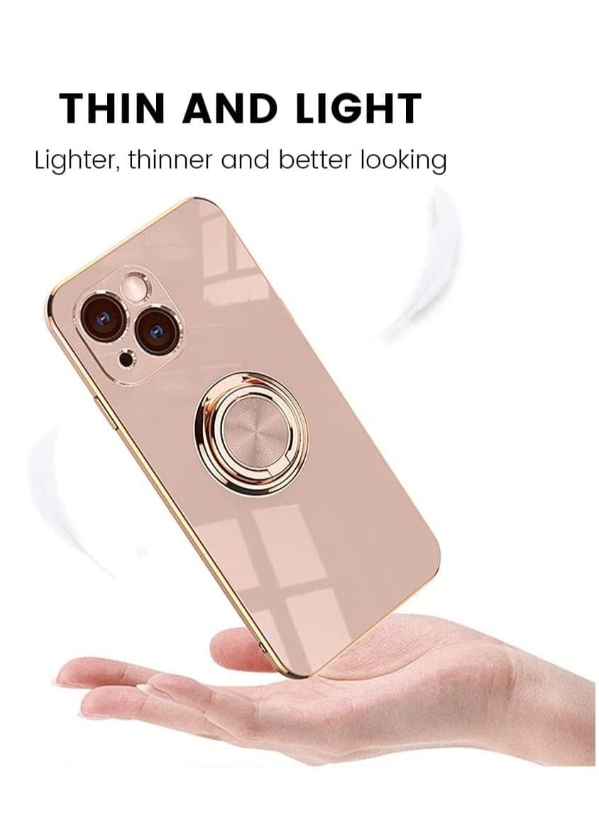 AUFEWIHE iPhone 14 Pro Max Case - Slim Thin iPhone Cover, Ring Holder Magnetic Kickstand, Shockproof Protective Phone Cases - Light Pink