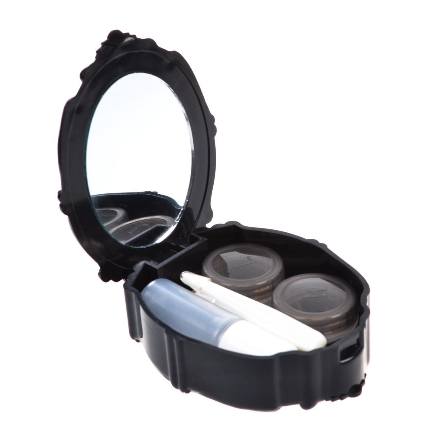AHIER Contact Lens Case Rose Design Portable Contact Lenses Container Holder Storage Box for Home and Travel with Mirror