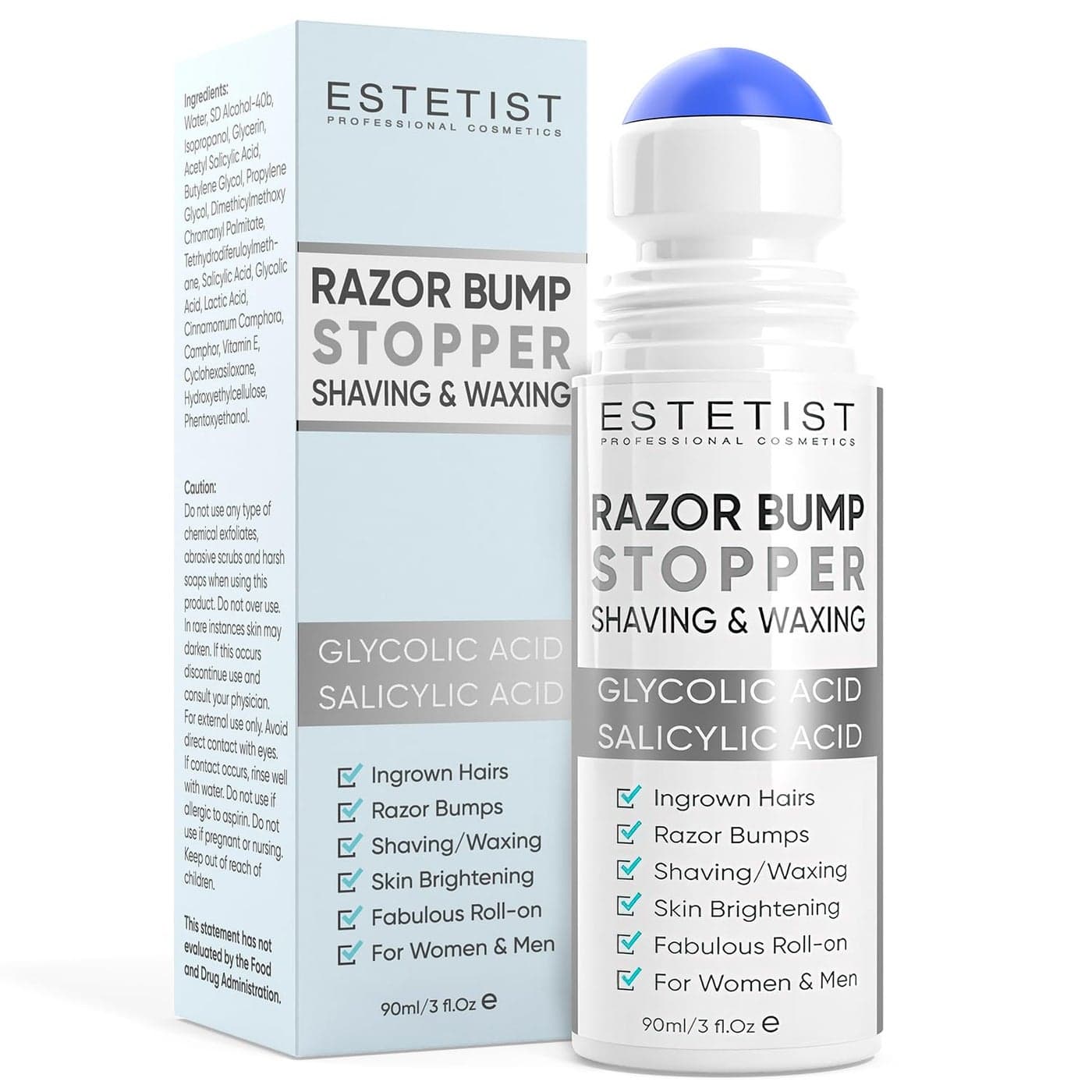 ESTETIST Razor Bump Stopper Dark Spot Remover RollOn Ingrown Hair Razor Burn Solution for the Bikini Area Face Neck Underarm and Legs After Shave Serum for Women and Men