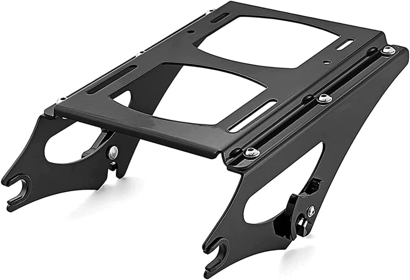 WeiSen Gloss Black Detachable Two-UP Tour Pak Pack Trunk Mount Rack for Harley Touring Models (2009-2013)
