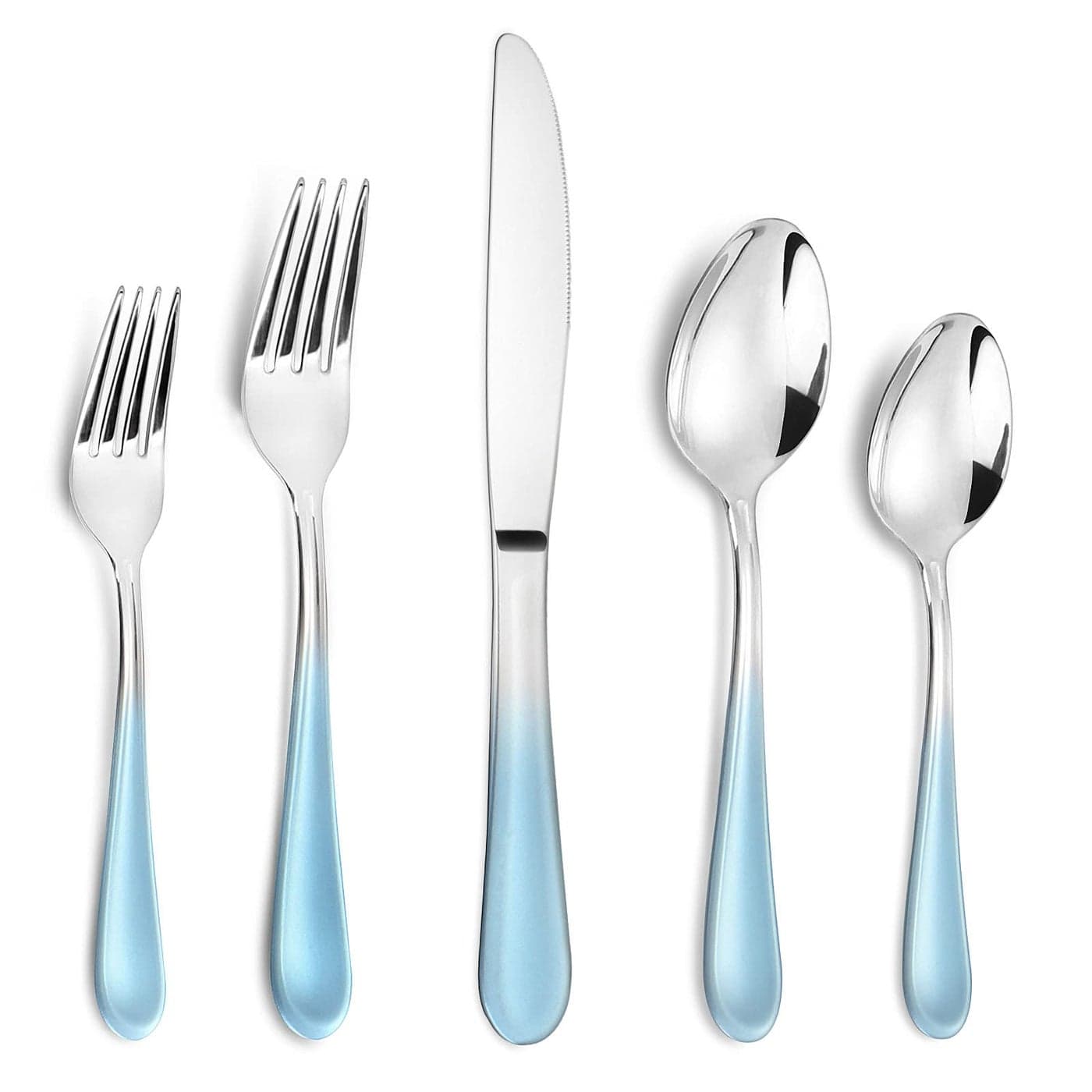 Blue Silverware Set20 Piece Stainless Steel Flatware SetMirror Polished Tableware Cutlery SetsReusable Flatware SetsUtensil Sets for KitchenService for 4Dishwasher SafeGradient Blue Silverware