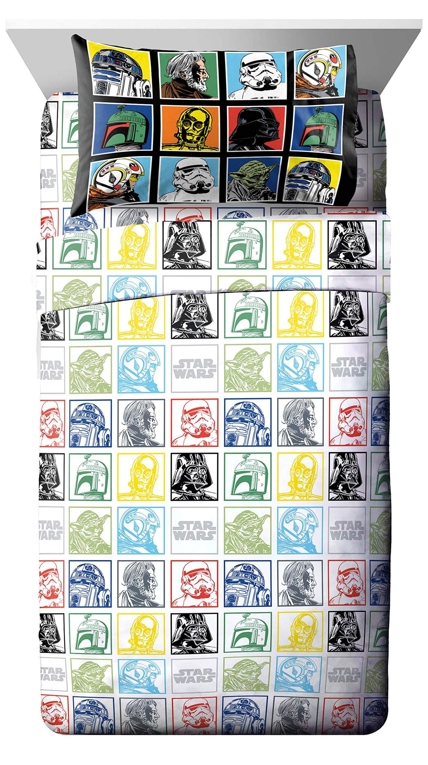 Jay Franco Kids Sheet Set with Fitted, Flat Sheets & Pillow Cover - Ultra-Soft Bedding with Pillowcase for Room Decor, Multi - Star Wars, 3 Piece Twin