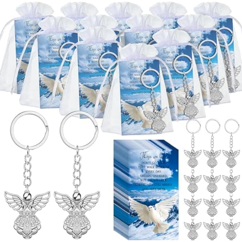 Ecally Funeral Favors for Guest Celebration of Life Keychains Card Memorial Service Prayer Gifts for Family Church Decoration(40 Set,Classic Style)