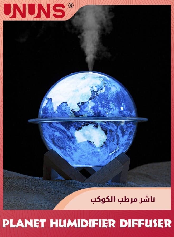 Mini Diffuser Humidifier & Night Light,Innovative Planet Light Humidifier,2 IN 1 LED Night Light And Humidifier,Cool Mist Humidifiers,USB Humidifiers With Stand,Earth Night Light For Kids Room Decor,330ml