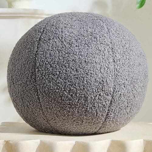 Gerlisay 11.8 inch Ball Pillow Round Decorative Pillow Grey Sphere Shaped Throw Pillows Soft Nordic Style Boucle Pillows Cushion for Bed Couch Living Sofa Room Decor