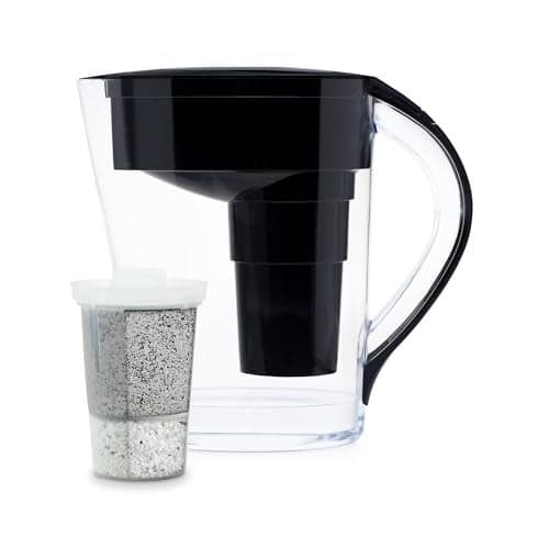Santevia MINA Alkaline Pitcher | 9-Cup at Water Filter System That Adds Minerals and Makes Alkaline Water | Fluoride, Chlorine and Lead Water Filter | American Filtration Media