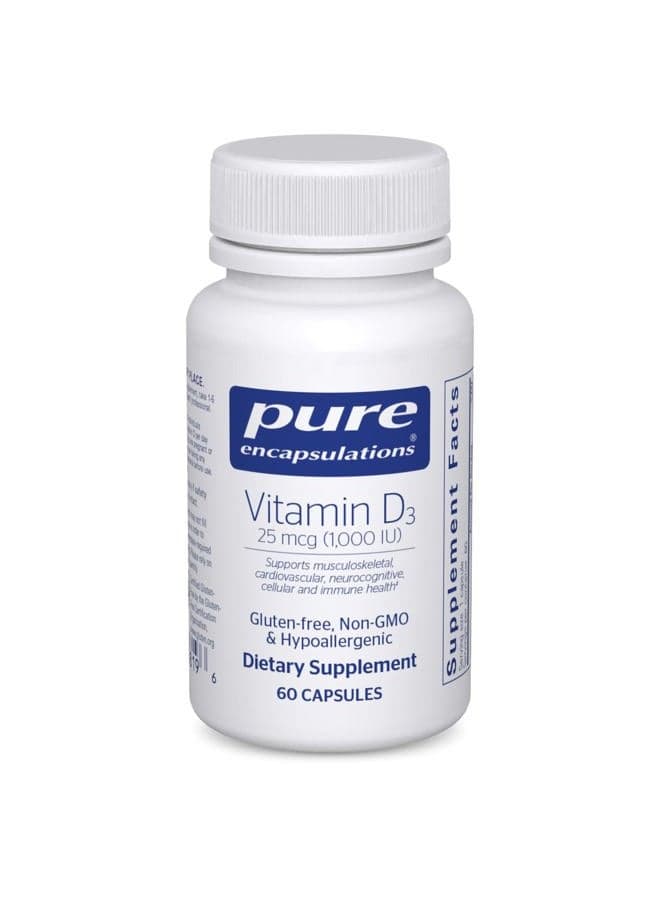 Vitamin D3 25 mcg (1,000 IU) - Supplement to Support Bone, Joint, Breast, Heart, Colon & Immune Health - with Premium Vitamin D - 60 Capsules