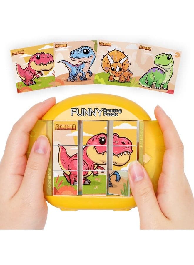 Rotating Jigsaw Puzzle For Kids Ages 3 4 5 6 7 8, 4 In 1 Jigsaw Puzzle For Toddlers Travel, Cars, Planes, Road Trip Activity, Fine Motor Skills, Gift For Boys And Girls Ages 3+ (Dinosaur)