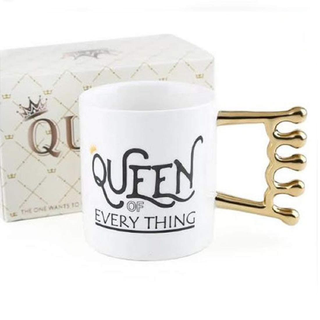 NYRWANA Ceramic Queen of Everything Crown Handle Coffee Tea Mug (600 ml)