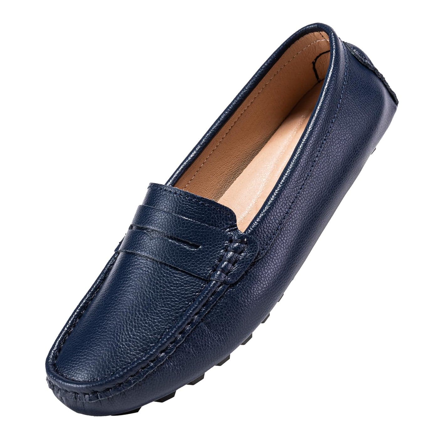 BEAUSEEN Navy Blue Penny Loafers for Women Size 85 Genuine Leather Womens Driving Loafers85 US
