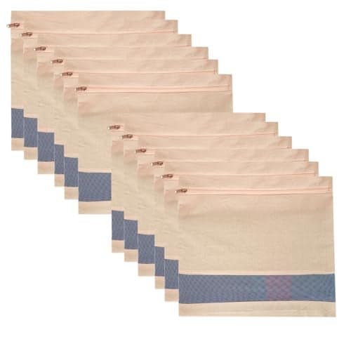 COMFORT WEAVE Cotton Saree Covers with Zip Closure | Clothes Organizer with Transparent Mesh Window | Multipurpose Storage Bag for Wardrobe | Space-Saving Storage Bag (16 x 14)(Beige) (Pack of 12)