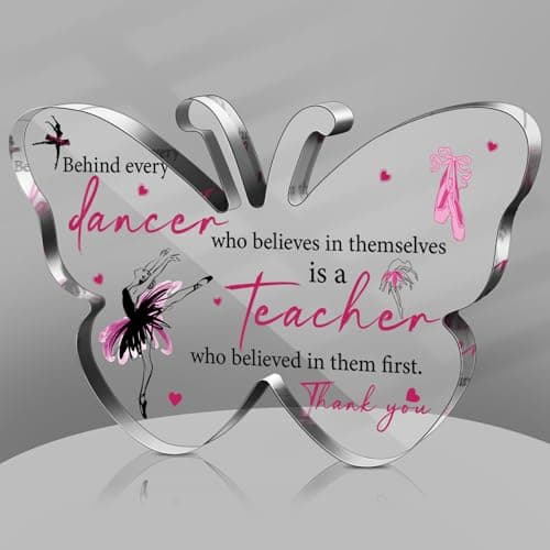 Perthlin Christmas Teacher Appreciation Gifts for Women Acrylic Thank You Gift from Student for Office Desk Decor Paperweight Keepsake(Dancer Teacher)