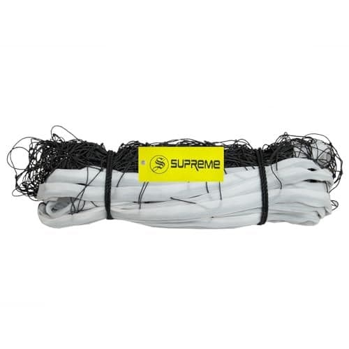 Supreme Volleyball Net Nylon (4 Side Tape) 10 Mesh,Heavy (Pack of 1) Volleyball Net (Black, White)