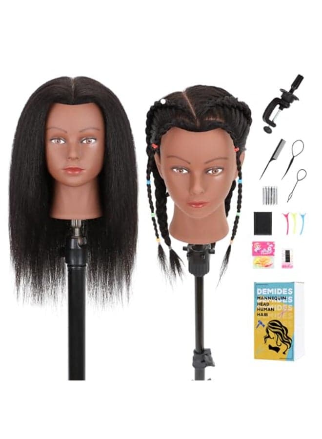 Mannequin Head Human Hair 14 Mannequin Head for Braiding Styling Doll Head Mannequin Head with Hair Dolls to Practice 100 Real Hair