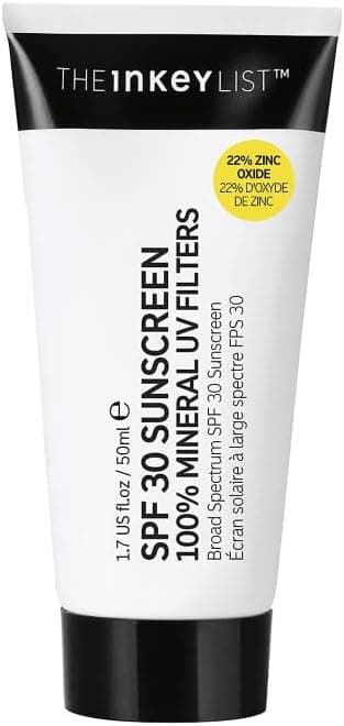 The Inkey List Mineral Sunscreen SPF 30 50ml Broad Spectrum Protection from UVA UVB Rays Nongreasy Natural Mattified Finish Fragrance Free Suitable For All Skin Types