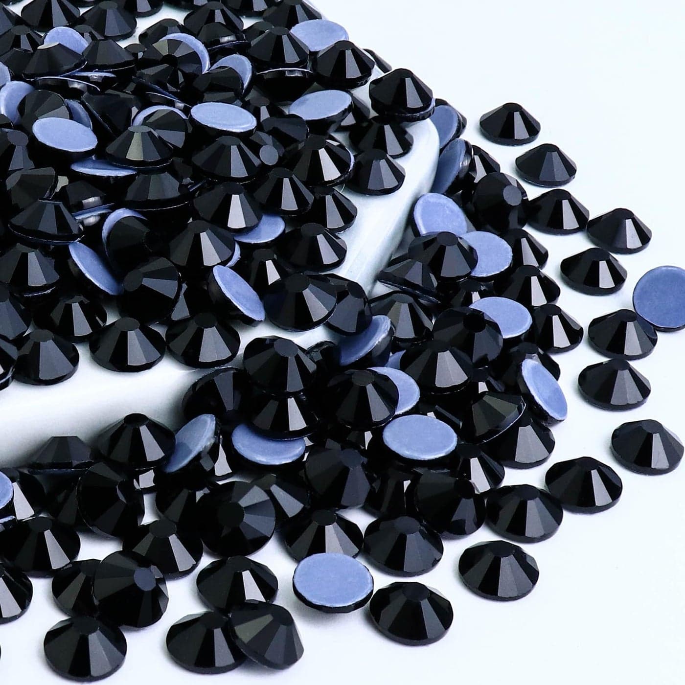 Towenm Hotfix Crystals Glass Rhinestone Flatback Hot Fix Round Gems Crystal Stones for Clothes Crafts Jet Black SS20 48MM 720Pieces