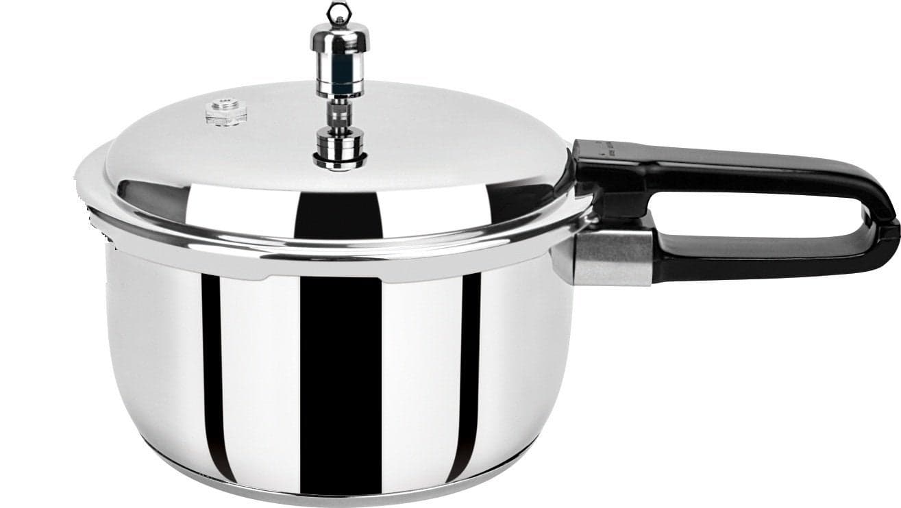 Pristine 18/8 Stainless Steel Tri Ply Induction Base Outer Lid Pressure Cooker (2 litres, Silver) ISI Marked