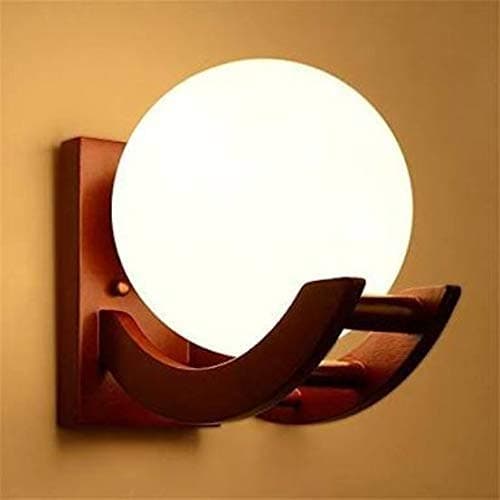Virya Brown Color Globe Shape Globe Shape Antique Look Decorative Wooden Surface Mounted Classic Wall Light E27 Holder