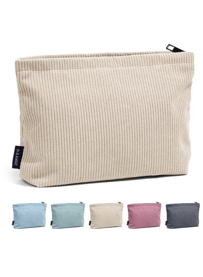 Cosmetic Bags for Women Small Makeup Bag for Purse Corduroy Makeup Pouch Travel Makeup Bag with Metal Zipper Make Up Bag for Travelling