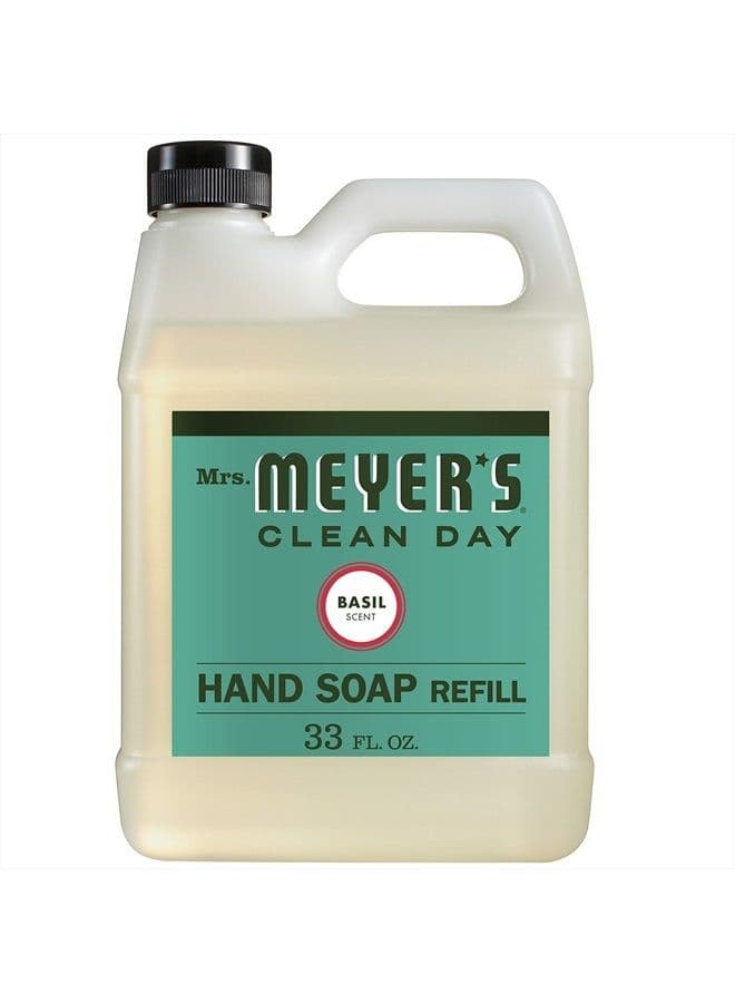 Mrs. Meyer's Hand Soap Refill, Made with Essential Oils, Biodegradable Formula, Basil, 33 fl. oz