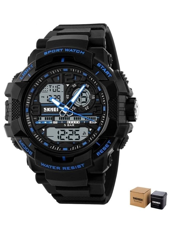 Men's Dual Display Sports LED Watch - 55 mm - Black