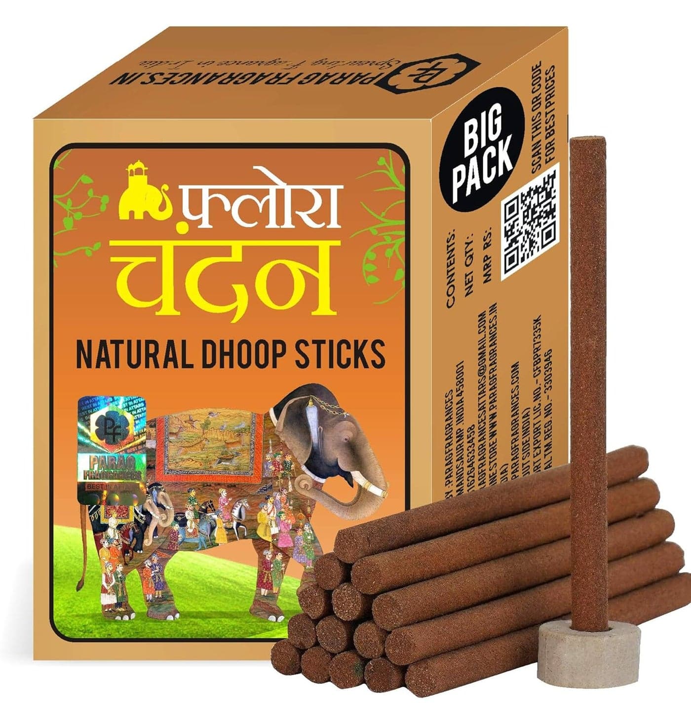 Parag Fragrances Flora Chandan Dhoop Sticks 250 GramChemical Bamboo Free Natural Dhoop BattiDhoop Sticks for Prayer Home Fragrance