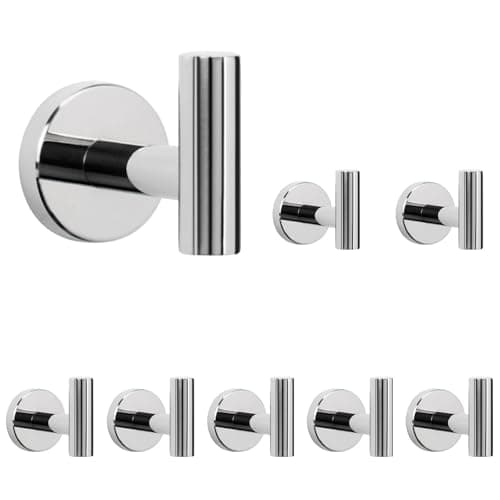 NearMoon Bath Towel Hooks SUS 304 Stainless Steel Robe Hook Holder Heavy Duty Coat Hook for Bathroom Livingroom Hotel Kitchen Garage Wall Mounted Chrome Finish 8 Pack