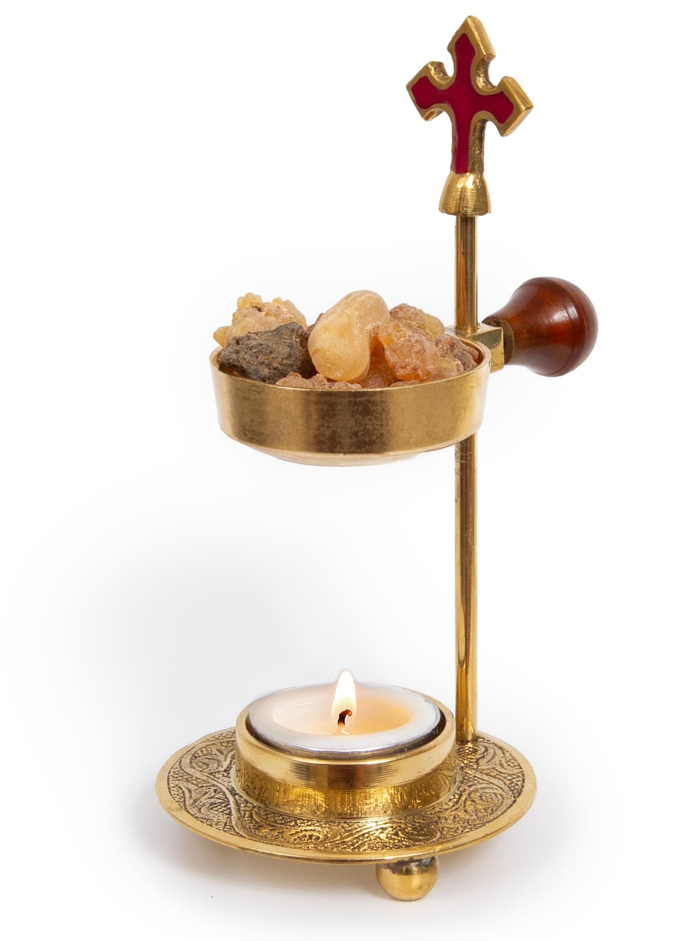 Christian Incense Burner Cross Incense Holder Tea Light Candle or Charcoal Resin Heated for Home Decor Beautiful Adjustable Design for Worship and Spiritual Gifts Offering a Calming Atmosphere